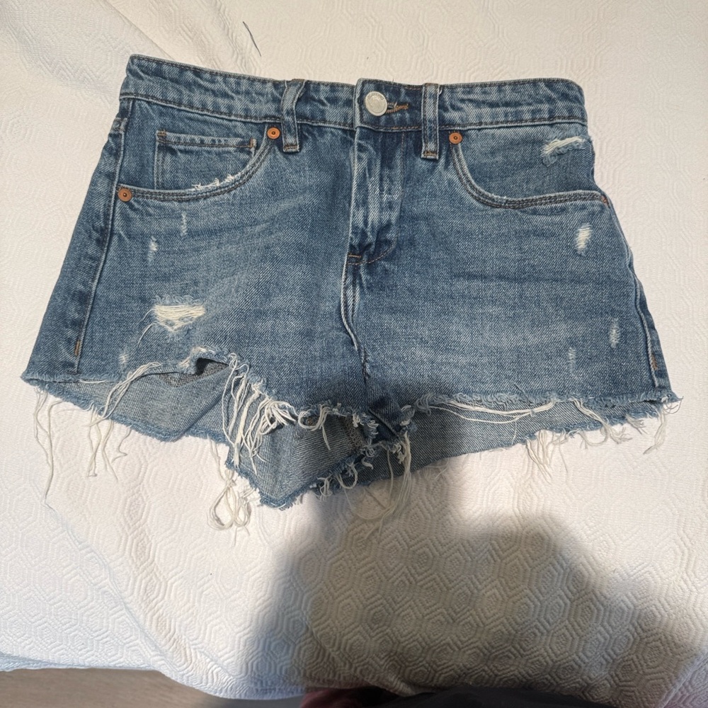 Blank NYC Blue Distressed Jean Shorts